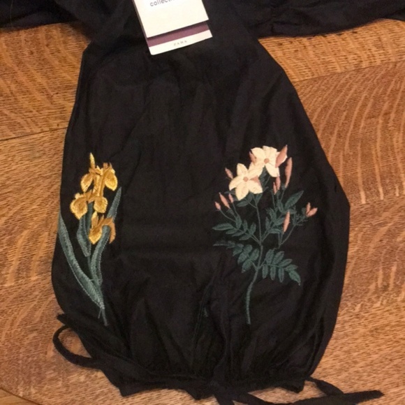NWT ZARA BLACK EMBROIDERED BLOUSE - Picture 4 of 4